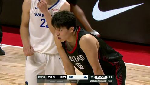 夏联-杨瀚森首秀10+4+5+1断+3帽 吕佩尔23+9 开拓者大胜勇士