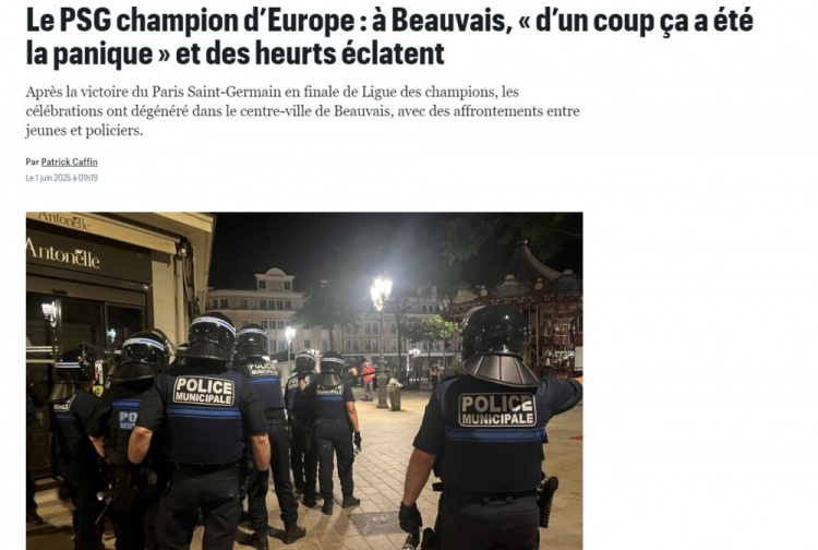 球迷冲突！巴黎球迷朝警方投掷燃烧瓶，警方发射催泪弹驱散人群